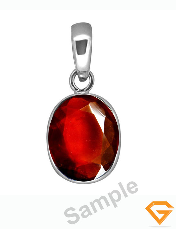 5.25 ratti  Natural Hessonite Gomed Certified Silver Pendant